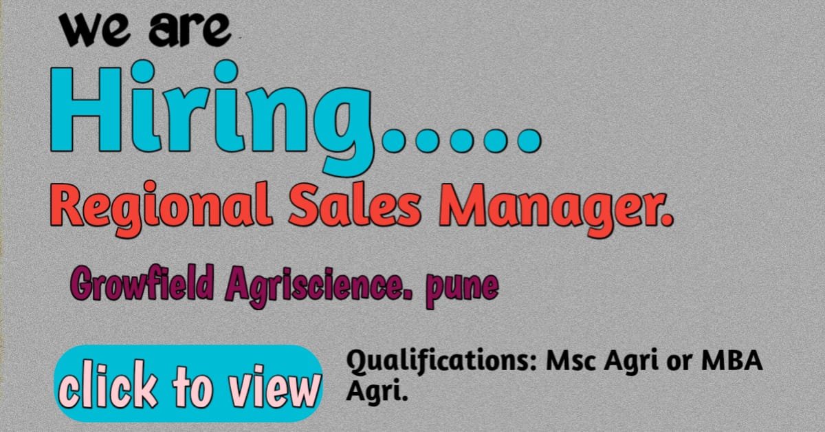 Hiring Regional sales Manager at Growfield Agriscience